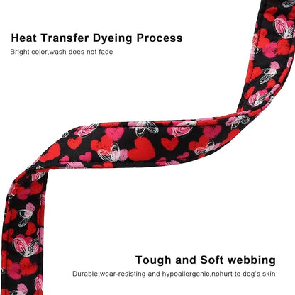 Lionet Paws Valentine's Day Dog Collars - Red Pink Hearts Black Dogs Collar with Plastic Buckle and Heart Pendant,Dog Collar for Medium Dogs
