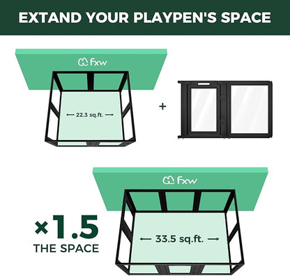 FXW AuraSpace Acrylic Indoor Dog Playpen for Medium Dogs, 35 inch, 2 Panels, Includes 1 Gate & 1 Panel, Black