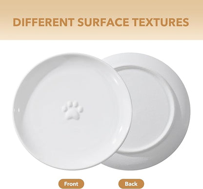 Havniva Raised Ceramic Wide Whisker Friendly Cat Dishes, Anti-Slip Food& Water Bowl with 2 Style Stand Adjustable Pet Bowl Set(2Dish+Stand, White)
