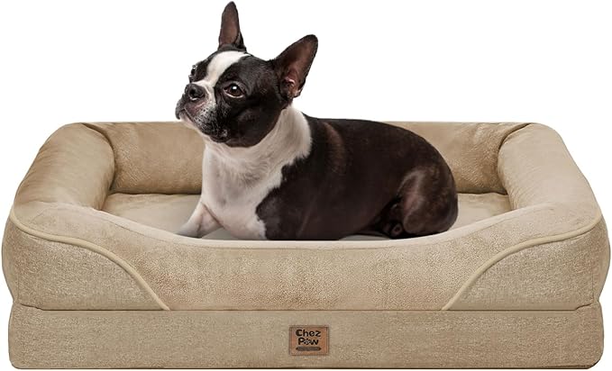 Dog Bed for Medium Large Size Dogs - Memory Foam Soft Pet Couch Sofa with Removable Cover Waterproof Bolster