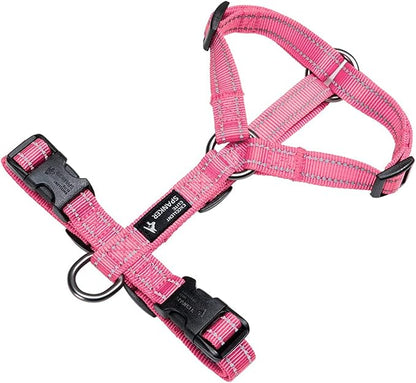 EXCELLENT ELITE SPANKER No Pull Dog Harness Reflective Nylon Vest L-Shaped Adjustable Easy Pet Harness for Small Medium Large Breeds Dogs Walking Training Black Red(Pink-L)