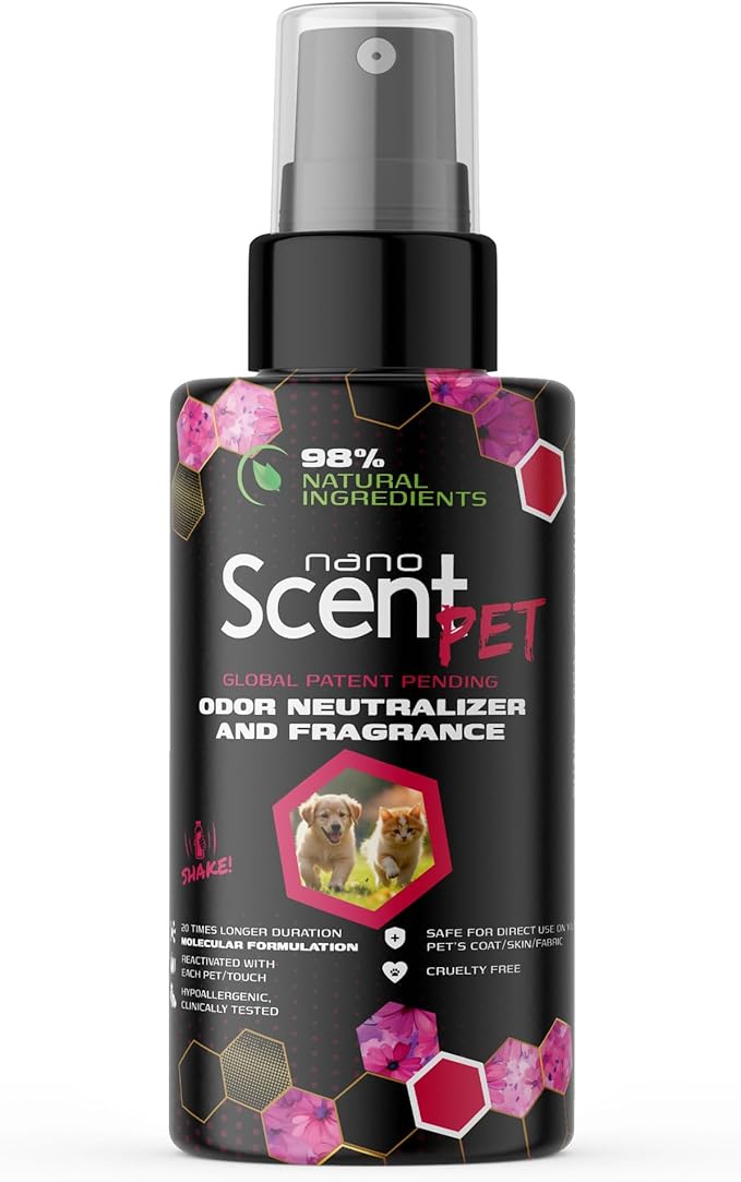 PET Odor Neutralizing Pet Freshening Spray, Nano-Activated, 98% Natural, Alcohol-Free Grooming Spray for Dogs, Cats & Fabrics, Long-Lasting Touch-Release Fragrance - Floral Daze (50mL)