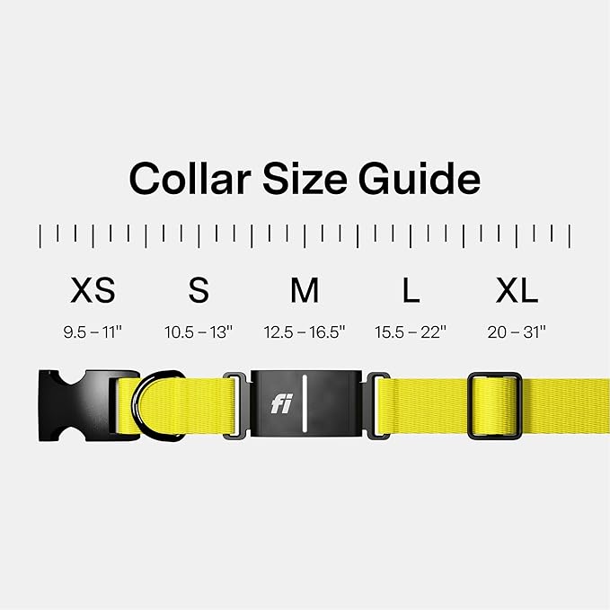 New Fi Series 3+ Smart Dog Tracker Collar [6 Month Membership Included] GPS Tracker for Dogs with Health & Behavior Monitoring, Escape Alerts, Waterproof, LED, Apple Watch Compatible (Yellow, X-Large)