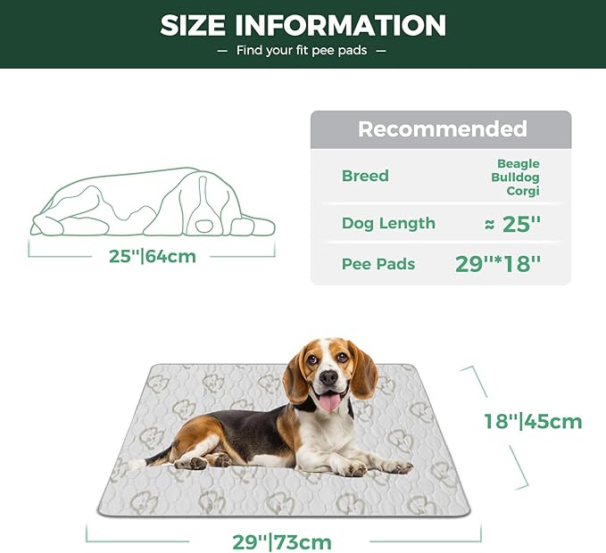 FXW Washable Pee Pads for Dogs, Puppy Pads with Super Absorbent, Specifically Designed for 30inch Cages, 18" x 29" Rectangle, Khaki, 2 Packs