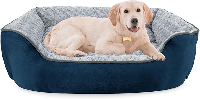 JOEJOY Rectangle Dog Bed for Large Medium Small Dogs - Washable Orthopedic Sofa Bed, Soft Breathable Puppy & Pet Cuddler, Durable Calming Dog Bed with Anti-Slip Bottom, Multiple Sizes, Navy Blue