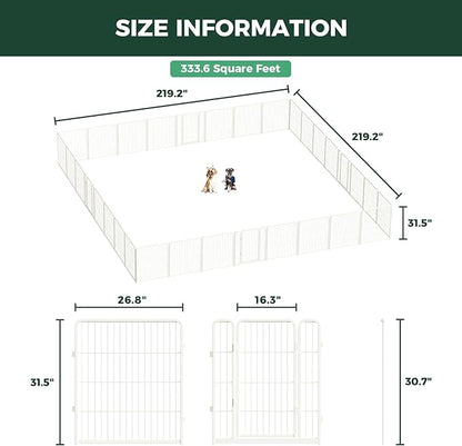 FXW Homeplus Unleashed Indoor Dog Playpen - Stress-Free and Safe Play, Heavy Duty 32 Inch 32 Panels Dog Pen for Small and Medium Dogs, White│Patented