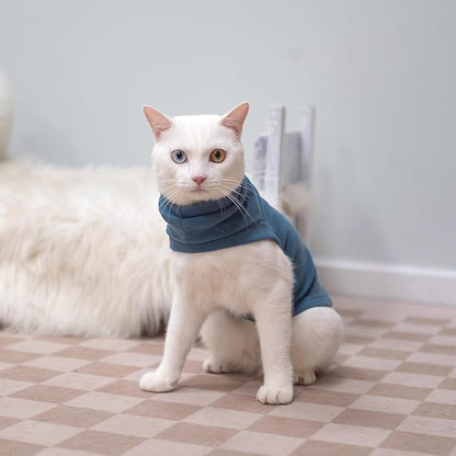 EXPAWLORER Soft Cat Sweater - Sweaters for Cats Only Warm Kitten Clothes, Fall and Winter Pet Coat Pullover Design, Fleece Sweatshirt Clothing Also for Puppy Small Dogs, Blue Small