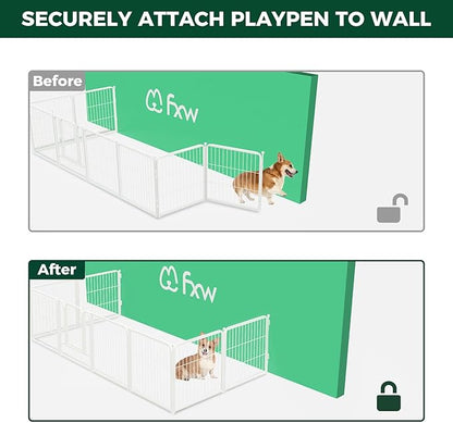 FXW Fence-to-Wall Anchor (Pack of 4) for Use with Dog Playpen in Yard, Garden, Doorways, Fireplace, Indoor/Outdoor, Fits All Heights of FXW Rollick/Homeplus/Aster Playpen, White│Patented