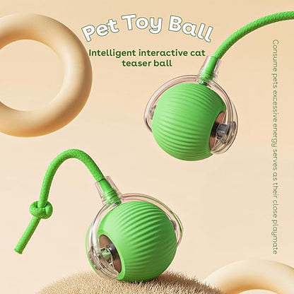 NatureTails Interactive Cat Toys for Indoor Cats,The 3rd Generation Agile Moving Cat Ball with Elastic Mesh Tail,Automatic Kitten Toys for Bored Indoor Adult Cats,Motion Activated (Green)