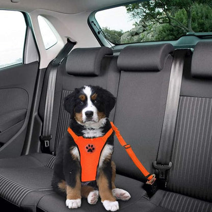 Lukovee Dog Seat Belt - Adjustable Dog Car Harness for Large, Medium & Small Dogs, Soft Padded & Breathable Mesh Dog Seatbelt with Vehicle Connector Strap (Orange, XX-Small)