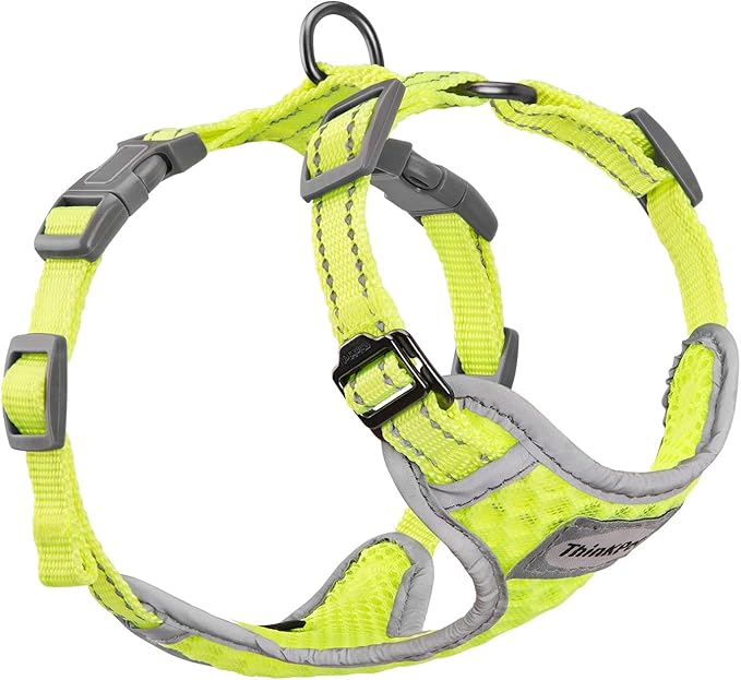 ThinkPet Reflective Breathable Soft Air Mesh No Pull Puppy Choke Free Over Head Vest Harness for Puppy Small Medium Dogs and Cats Green X-Small