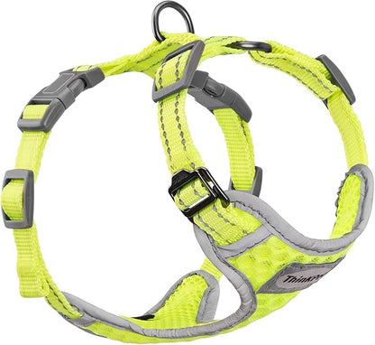 ThinkPet Reflective Breathable Soft Air Mesh No Pull Puppy Choke Free Over Head Vest Harness for Puppy Small Medium Dogs and Cats Green X-Small