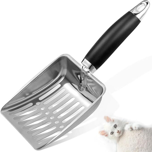 Apidgrowth Cat Litter Scoop -Stainless Steel Cat Litter Scoop-Sturdy Mesh Scooper - Upgrade Mesh Shovel-Easy to Clean - Suitable for Cat Litter Box -Black-More