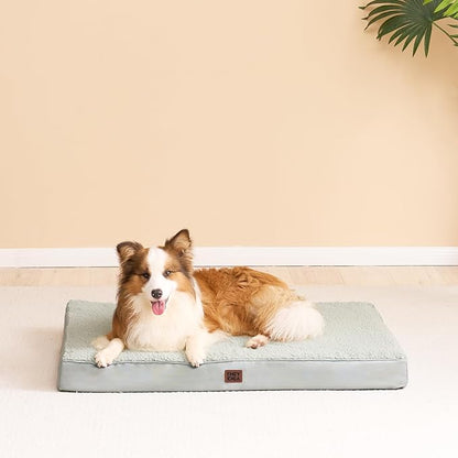 EHEYCIGA Orthopedic XXL Dog Beds for Jumbo Dogs with Removable Washable Cover for Crate, Greyish Green, 47x29