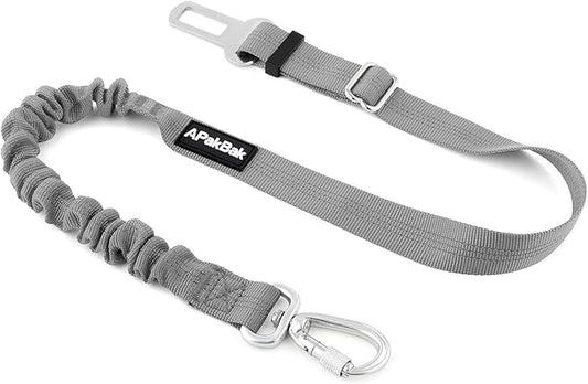 Dog Seat Belt for Car, Adjustable Dog Car Harness Seatbelt for Small Medium Large Dogs, Heavy Duty Travel Safety Restraint with Locking Aluminum Hook & Reflective Nylon Strap, Gray