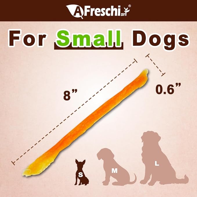 A Freschi srl Turkey Tendons for Dogs, Long-Lasting, Hypoallergenic Rawhide Alternative, Human Grade, Healthy Puppy Chews, Natural Dog Treats for Small Dogs, Strips, 3oz Pack