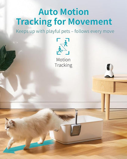 VIMTAG Indoor Pet Camera, 2.5K Dog Camera with Phone App, 360° Pan/Tilt Security Camera Indoor for Home/Nanny/Baby/Cat/Room, Dual-Band WiFi, Night Vision, Motion Tracking, 2-Way Audio, Cloud & SD Card