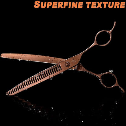 High-end Professional Dog Grooming Curved Thinning Scissors Teeth Blending Shears Pet Texturizing Thinner Blender Shears 7.5 Inch Extremely Very Sharp Made Of Stainless Steel Alloy For Dog Cat Groomer