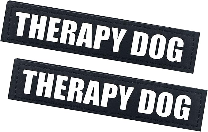2Pack Black Service Dog Patch, Removable Dog Vest Patches, in Training Dog Patch, Dog Harness Patches with Hook Backing, Therapy Dog-S