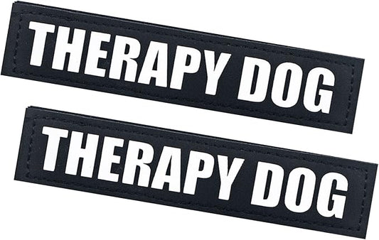 2Pack Black Service Dog Patch, Removable Dog Vest Patches, in Training Dog Patch, Dog Harness Patches with Hook Backing, Therapy Dog-S