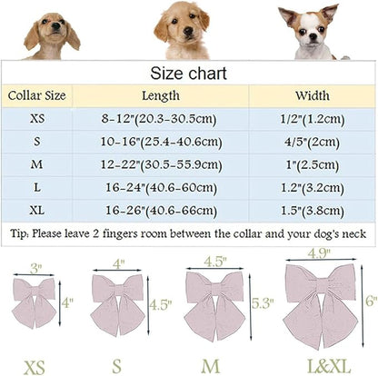 ARING PET Valentine's Day Collar for Dog, Cute Pink Sailor Bowtie Heart Puppy Pet Collars for Small Medium Large Girl Dogs-XS