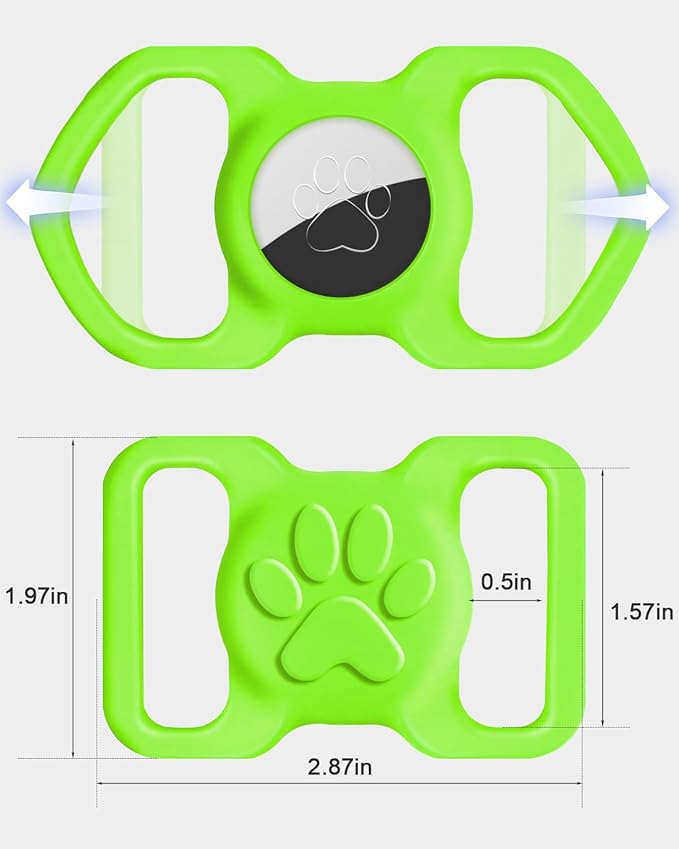 Dynmeow Dog Cat Collar Holder Compatible with Airtag, Anti-Lost Silcione Holder for 1.2 and 1.5 inch Wide Collar, Green, L(1 Pack)