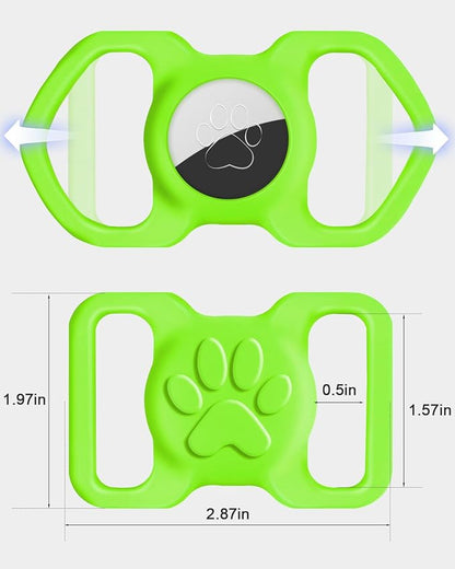 Dynmeow Dog Cat Collar Holder Compatible with Airtag, Anti-Lost Silcione Holder for 1.2 and 1.5 inch Wide Collar, Green, L(1 Pack)