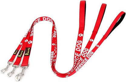 Plutus Pet Service Dog Leash with Soft Neoprene Padded Handle,Printed in Large Letters on Both Sides,4ft Long，Red，1" Wide for Large Dogs