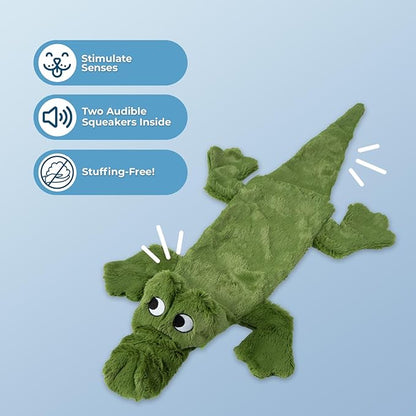 Best Pet Supplies Squeaky Dog Toys with Soft Durable Fabric for Small, Medium and Large Pets Interactive Toy for Indoor Play, Supports Active Biting and Play - Alligator, Small