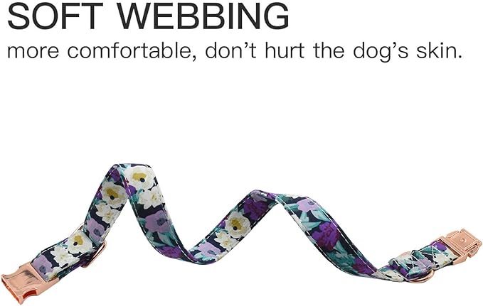 Metal Buckle Dog Collar, Durable Adjustable Dog Collar Soft for Small Medium Large Dogs (M(13-18in), Flower5)
