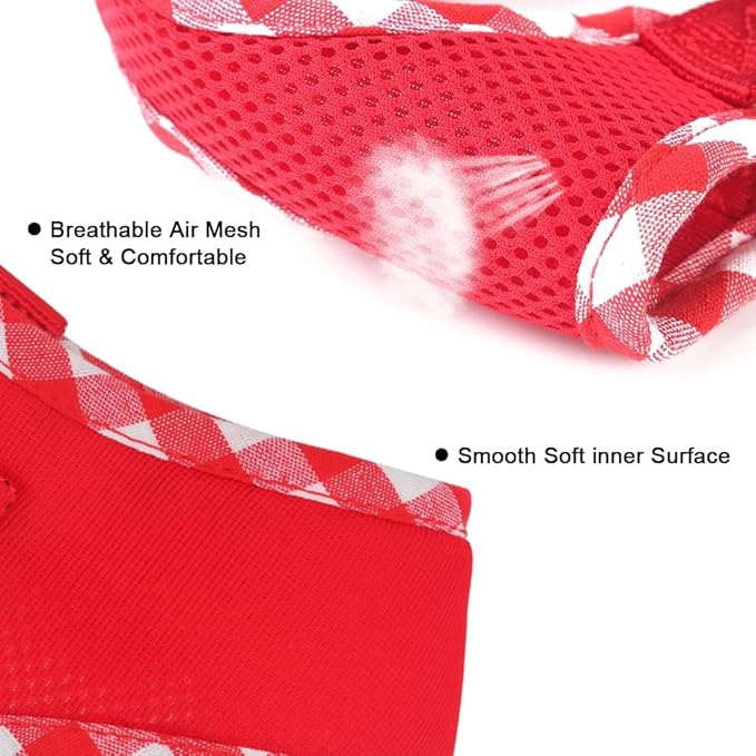 SuperBuddy Upgraded Soft Mesh Dog Harness Super Breathable Lightweight Pet Harnesses for Puppy Dogs Outdoor Walking, Red Dog Harness and Dog Leash Set Packing -Large