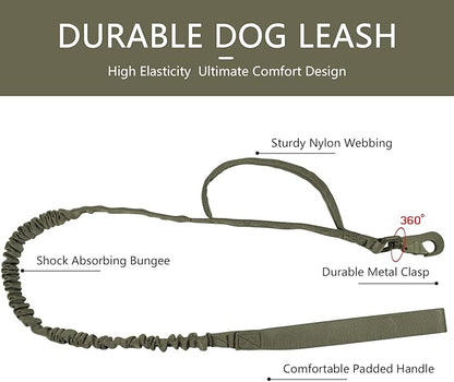DAGANXI Tactical Dog Collar, Adjustable Military Training Nylon Dog Collar with Control Handle and Heavy Metal Buckle for Medium and Large Dogs, with Patches and Airtags Case (XL, Green-Set)