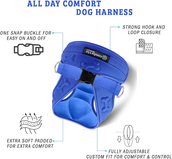 Comfort Fit All Weather Dog Harness No Pull Soft Padded Extra Comfort Step in Dog Harness with Adjustable Buckles Easy Control Vest Harness for Small Medium Large Dogs Inside Velvet Plush