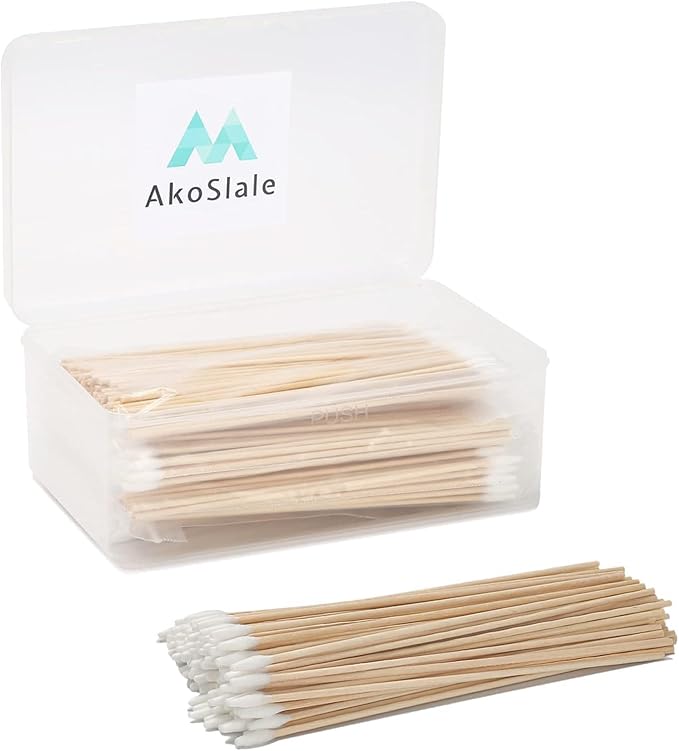 Pointed Cotton Swabs 6 Inch, 400 Count – Wooden Precision Swabs with Tapered Tips for Gun Cleaning, Makeup & Nail Polish Removal, Dog Ear Folds Detailing (Lint Free)
