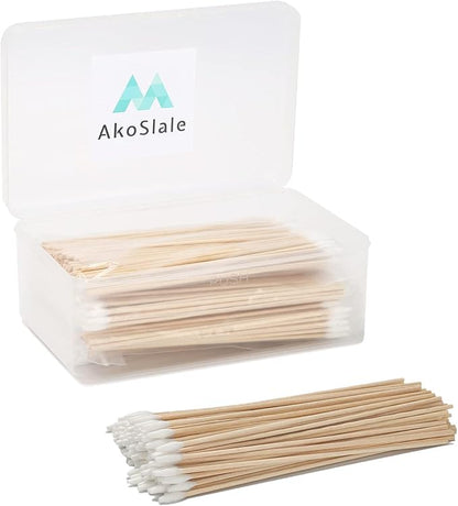 Pointed Cotton Swabs 6 Inch, 400 Count – Wooden Precision Swabs with Tapered Tips for Gun Cleaning, Makeup & Nail Polish Removal, Dog Ear Folds Detailing (Lint Free)