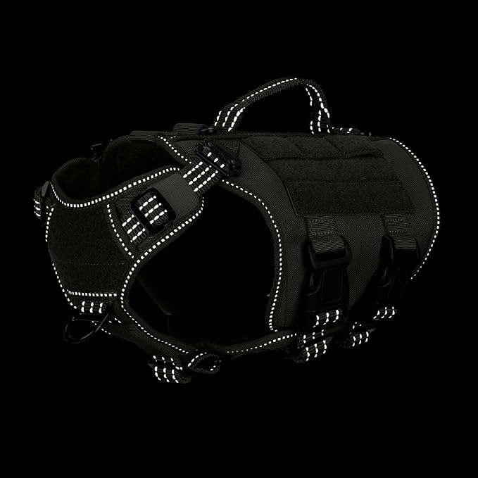 ICEFANG GN3 Tactical Dog Harness with 6X Quick Release Buckles,Molle Compatible Dog Vest,Adjustable Snug fit, Loop Panels for Dog Patch,No Pulling Front Leash Clip (X-Small (Pack of 1), Ranger Green)