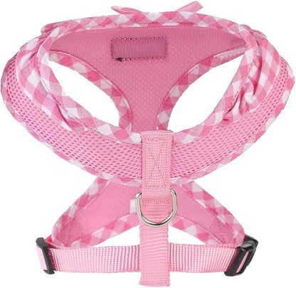 SuperBuddy Upgraded Soft Mesh Dog Harness, Super Breathable Lightweight Pet Harnesses for Puppy Dogs Outdoor Walking, Pink Dog Harness -Large