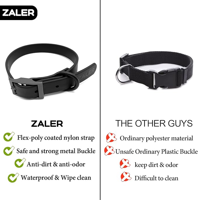 ZALER Waterproof Dog Collar, Adjustable Odor Proof Dog Collars Easy to Clean, Soft Comfortable Pet Collars for Large, Medium Small Dogs (XL, Black, 1pc)