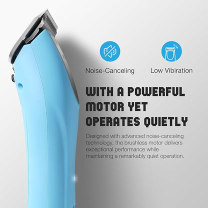 Professional Dog Clippers for Grooming - 2 Speed for Thick Curly Matted Coats, Low Noise Cordless Pet Hair Trimmer with Detachable A5 Blade & Metal Guide Combs Kit for Horse Animal Breeds