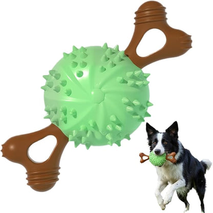sidaeren Dog Toys,Hybrid Dog Chew Toy for Aggressive Chewers, 2-in-1 Durable Wood-Plastic Bone & TPR Spike Ball, Natural Wood Scent, Integrated Safe Design for 20-100 lbs Medium Large Breeds