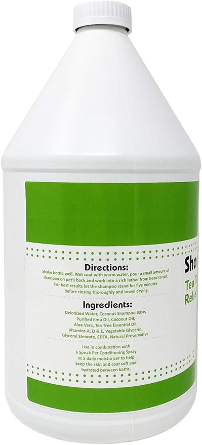 Speak Pet Products Natural Dog Shampoo with Pump, Tea Tree Relief, 1 Gallon