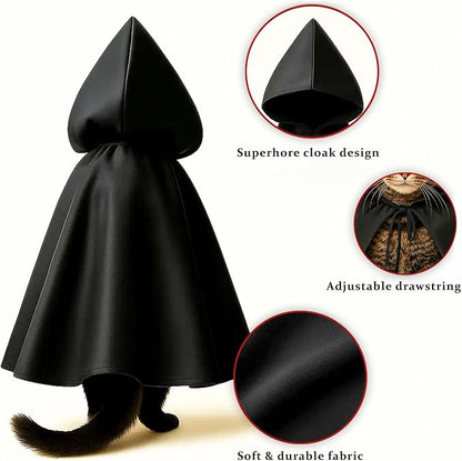 CRYO BOX Black Bat Cat Cloak and Costume, Funny Bat Mask Cloak, Halloween, Clothes and Accessories for Cats