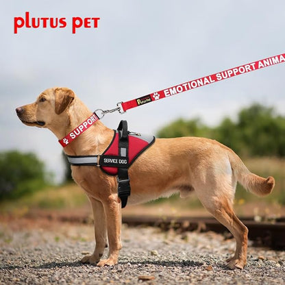 Plutus Pet Emotional Support Animal Leash with Soft Neoprene Padded Handle,Printed in Large Letters on Both Sides,4ft Long,Red,5/8" Wide for Small Dogs