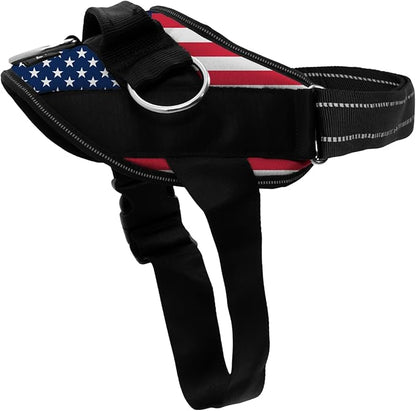 ShawnCo Essential Dog Harness, No-Pull Pet Vest with 3 Leash Clips, No Choke, Reflective, Adjustable and Padded, for Easy Walking and Training for Small, Medium and Large Dogs (Stars and Stripes, XL)