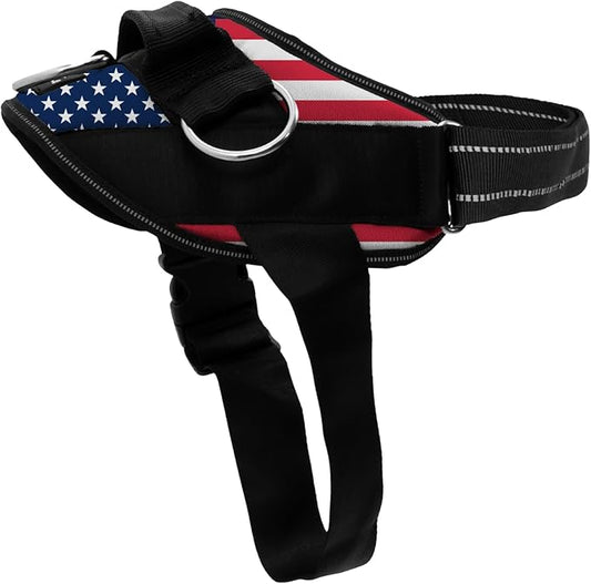 ShawnCo Essential Dog Harness, No-Pull Pet Vest with 3 Leash Clips, No Choke, Reflective, Adjustable and Padded, for Easy Walking and Training for Small, Medium and Large Dogs (Stars and Stripes, L)