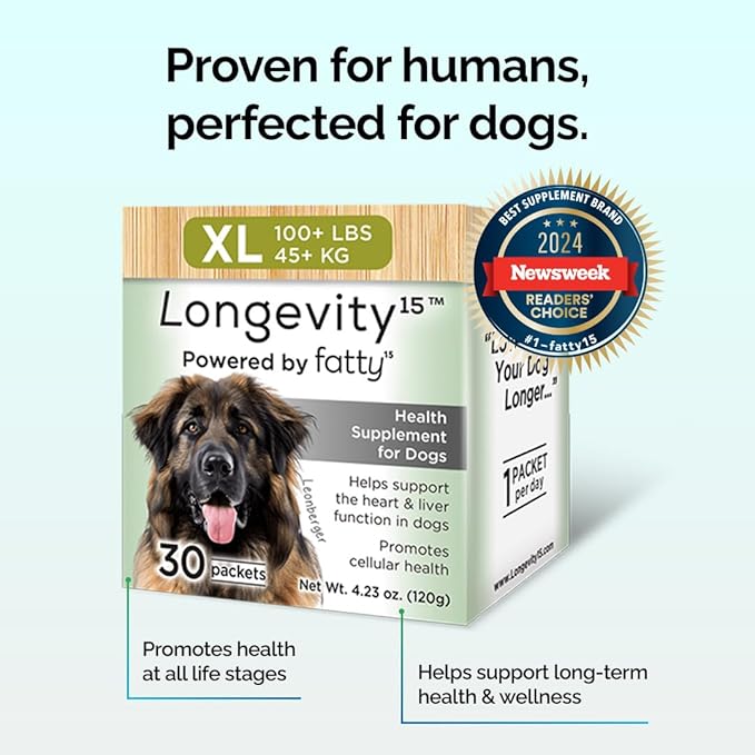 Yummy Combs Longevity15 – C15:0 – Fatty Acid Health Supplement for Dogs – Healthy Pet Supplies – for Large Dogs, 3 Pack