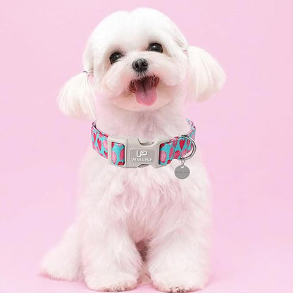 UP URARA PUP Valentine’s Day Dog Collar, Pink Heart Dog Collar with Quick Release, Valentine’s Day Gift Pet Girl Boy Dog Collar for Puppy Small Medium Dogs, Wedding Dog Collar