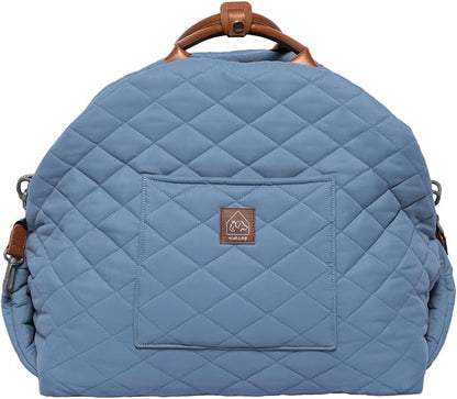 4 Cats & Dogs Mew Mew Travel Pet Bed – Soft Carrier for Small Dogs & Cats, Water-Resistant Quilted Shell, Adjustable Belts for Car Travel, Anti-Slip Bottom, Portable Pet Bed & Travel Bag - Blue Steel