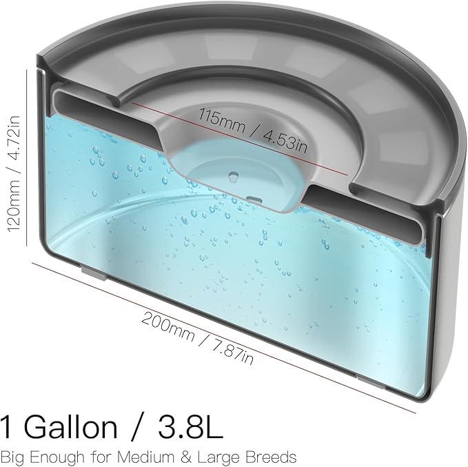 Feedoo 1Gallon No Spill Water Bowl for Dogs, Double-Wall Stainless Steel with Splash-Proof Paws Lid and Floating Disk, Non-Slip Base, Easy to Clean Slow Water Feeder for Large Medium Dogs
