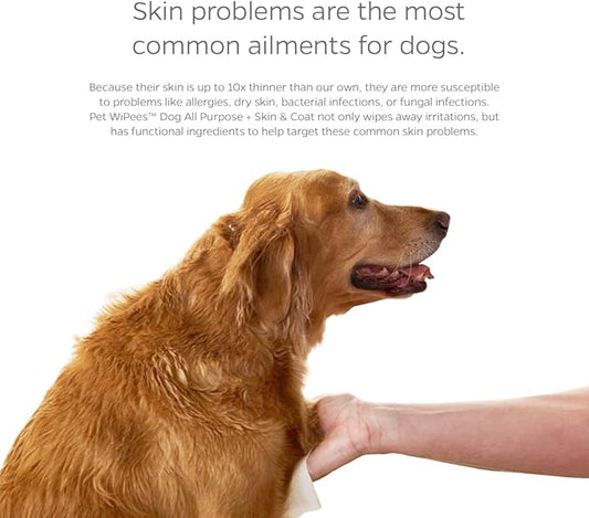 Dog All Purpose + Skin & Coat Pet WiPees™ – 100 All Natural Cleaning & Moisturizing Dog Wipes for Paws, Folds & Fur, Dog Lotion Alternative, Daily Pet Wipes for Skin & Coat Health (Natural, 100ct)
